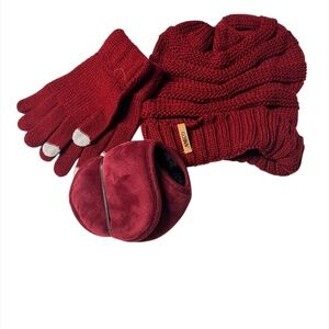 Aneco SET NWOT Beanie Hat -Touch Screen Gloves - Earmuffs - RED